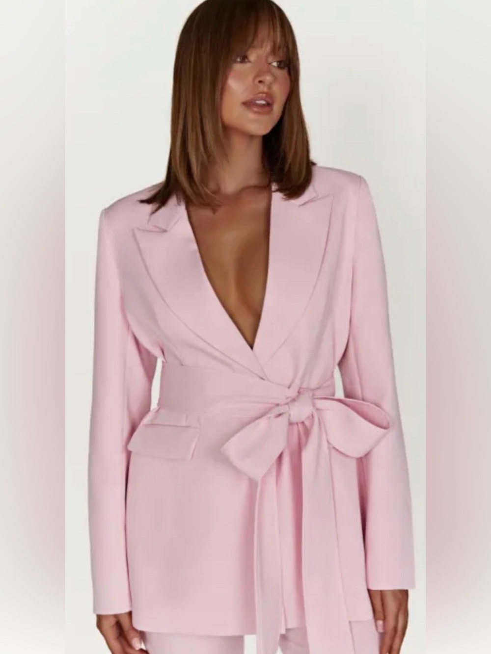 Meshki Light Pink Tie-Waist Blazer